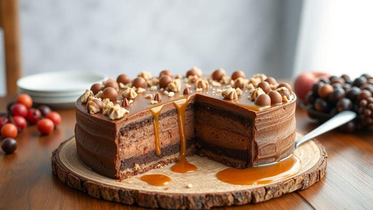 tortas-de-chocolate-com-nozes-e-calda-de-caramelo-deliciosa-e-cremosa-pronta-em-menos-de--minutos